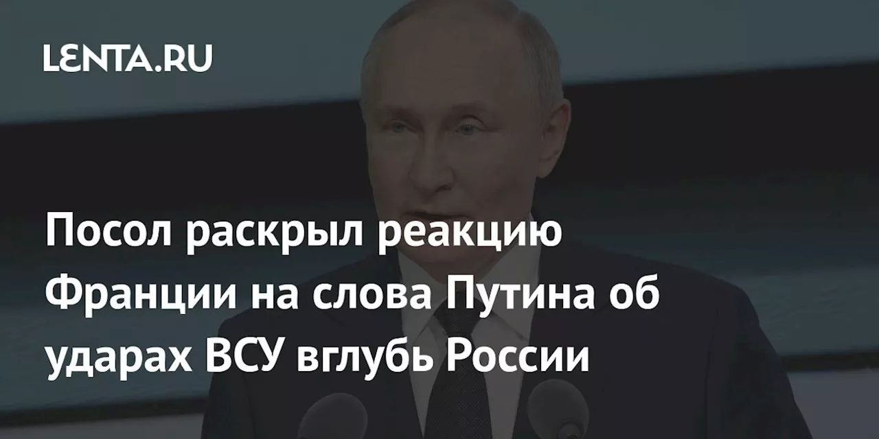 Посол раскрыл реакцию Франции на слова Путина об ударах ВСУ вглубь России