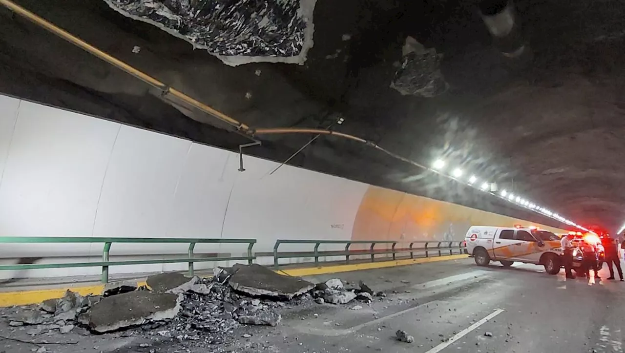 Se desprende techo del túnel de la Loma Larga en San Pedro; cierran vialidad