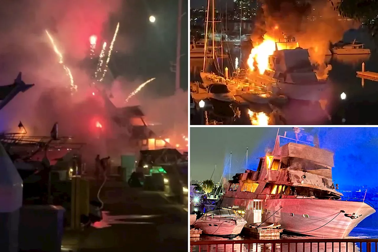 California yacht loaded with 1,000 rounds of ammo, fireworks bursts into flames and sinks at popular marina