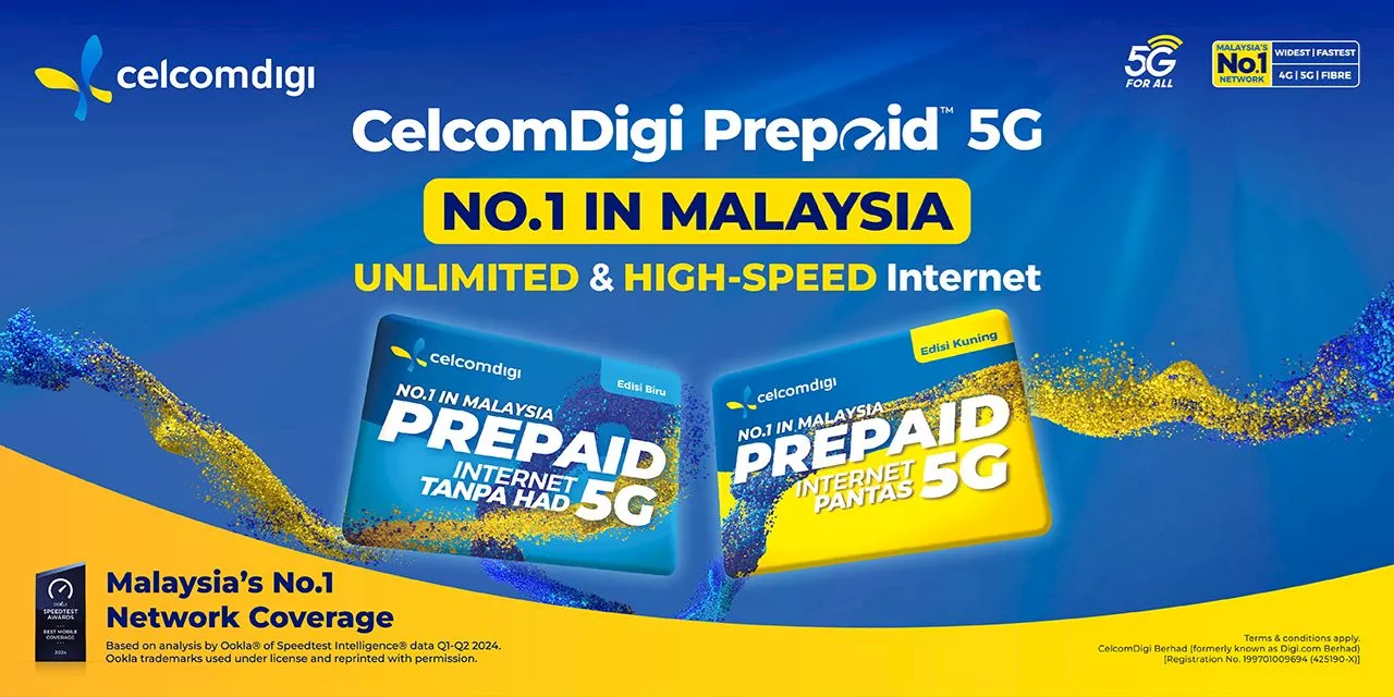 CelcomDigi Prepaid 5G Edisi Biru unlimited plan upgraded with faster speeds and 200GB FUP