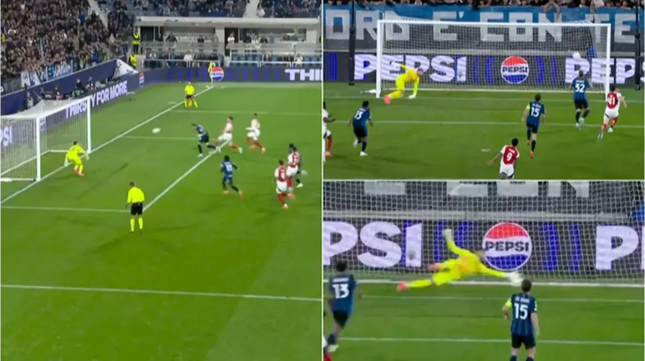 Arsenal goalkeeper David Raya produces stunning double save against Atalanta