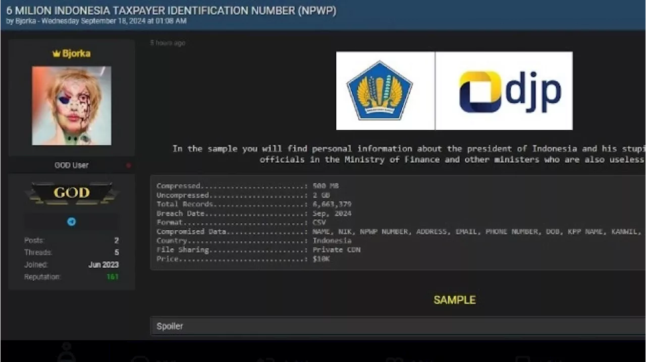 6 Juta Data NPWP Diduga Bocor, Kominfo Kena Sentil Publik: Sibuk Urus Fufufafa