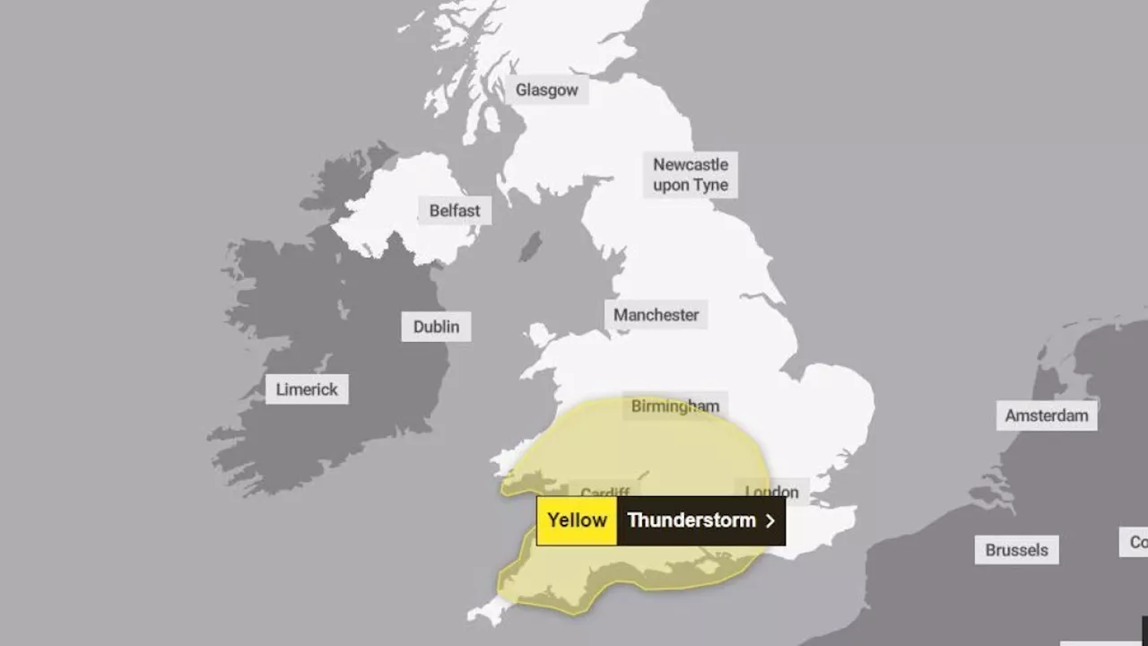 Two Yellow Warnings Issued For Thunderstorms Bringing Heavy Downpours