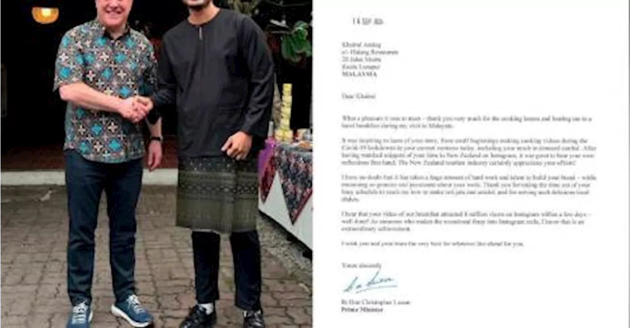 Khairul Aming receives appreciation letter from NZ PM