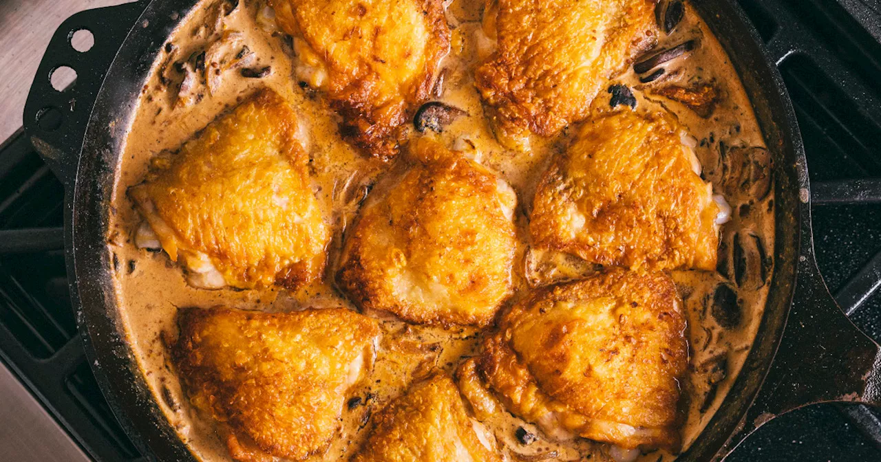 Stephen Colbert's Mustard-Mushroom Chicken Thighs