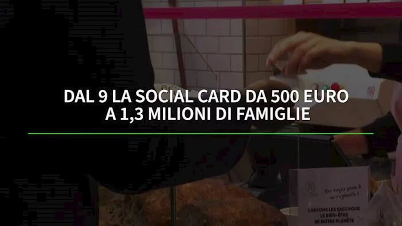 Dal 9 la social card da 500 euro a 1,3 milioni di famiglie