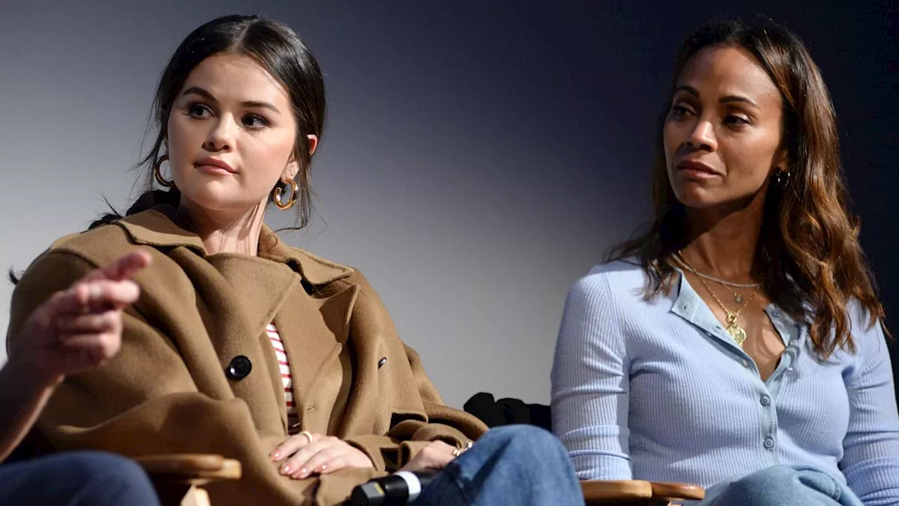 Selena Gomez reunites with Emilia Perez co-star Zoe Saldana at the Telluride Film Festival in...