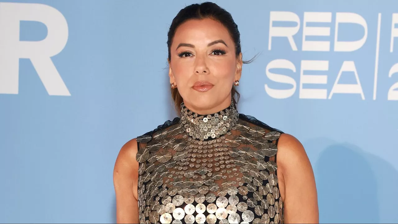 Eva Longoria's Black Sequined Gown Was Completely Sheer From the Waist Down