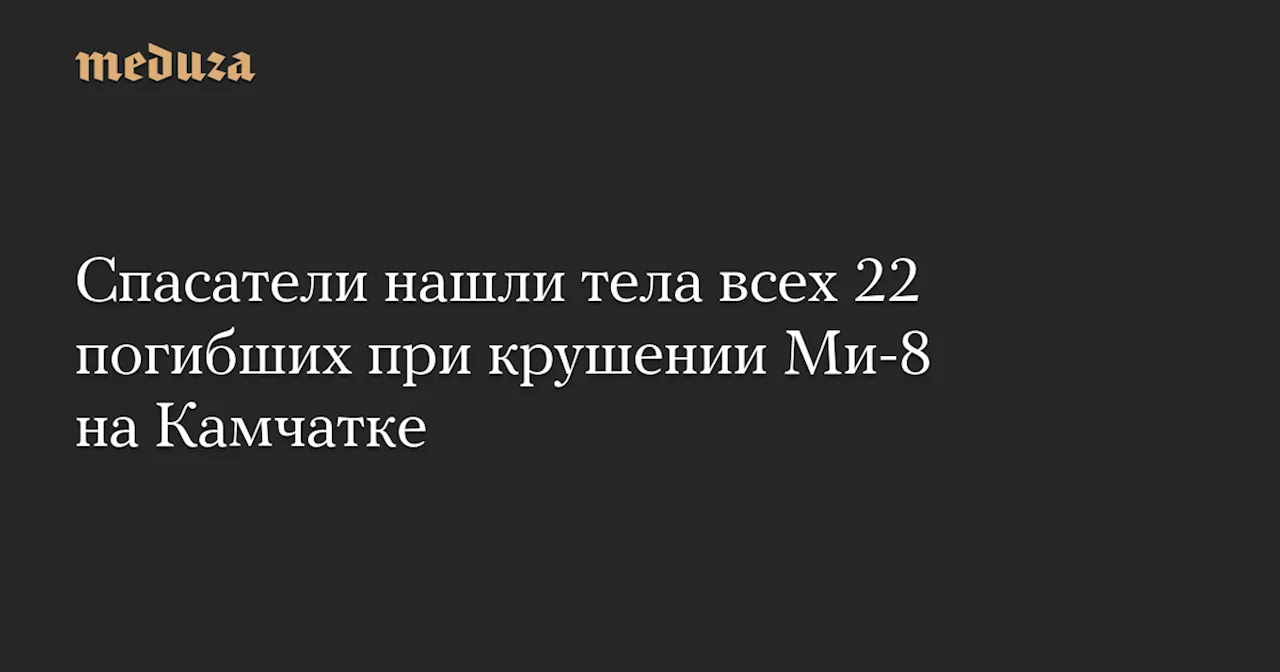 Спасатели нашли тела всех 22 погибших при крушении Ми-8 на Камчатке — Meduza