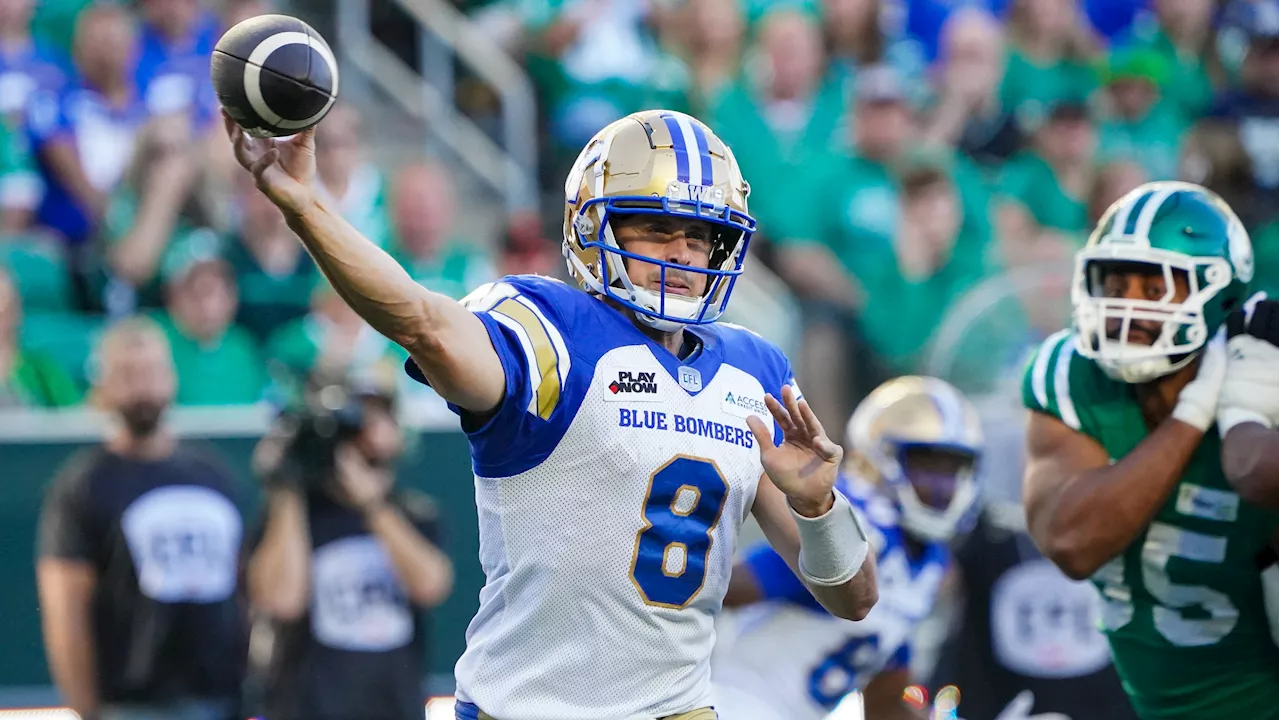 Bombers' QB Collaros leaves game after taking high hit