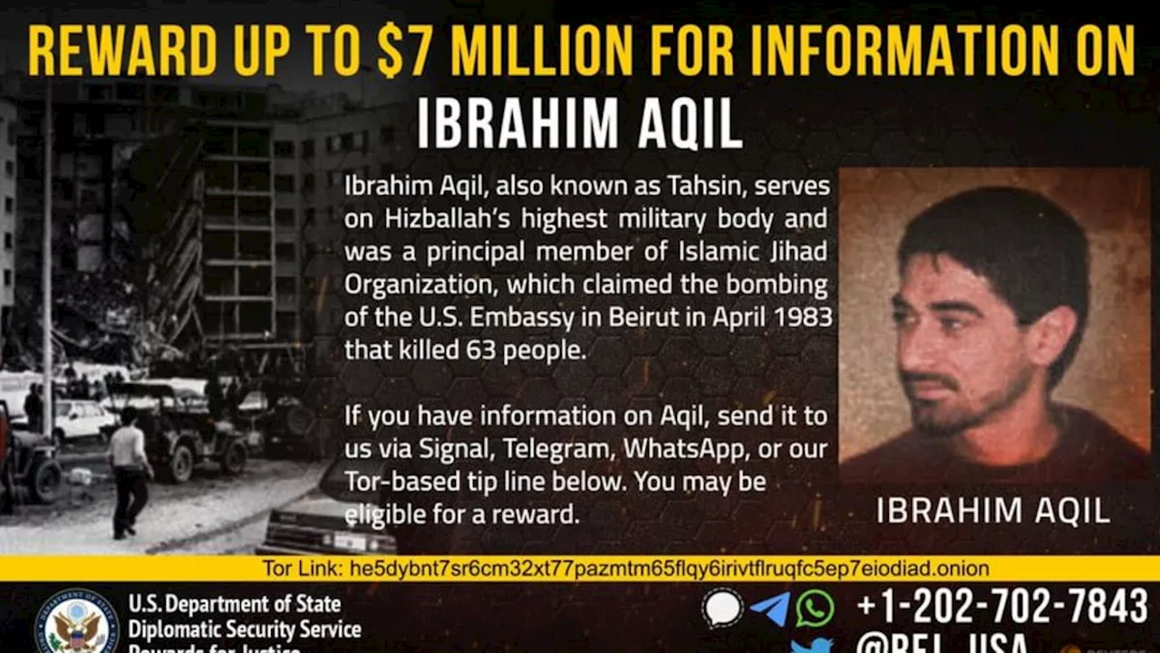 Killed Hezbollah commander Aqil was wanted for deadly 1983 US embassy, Marine blasts