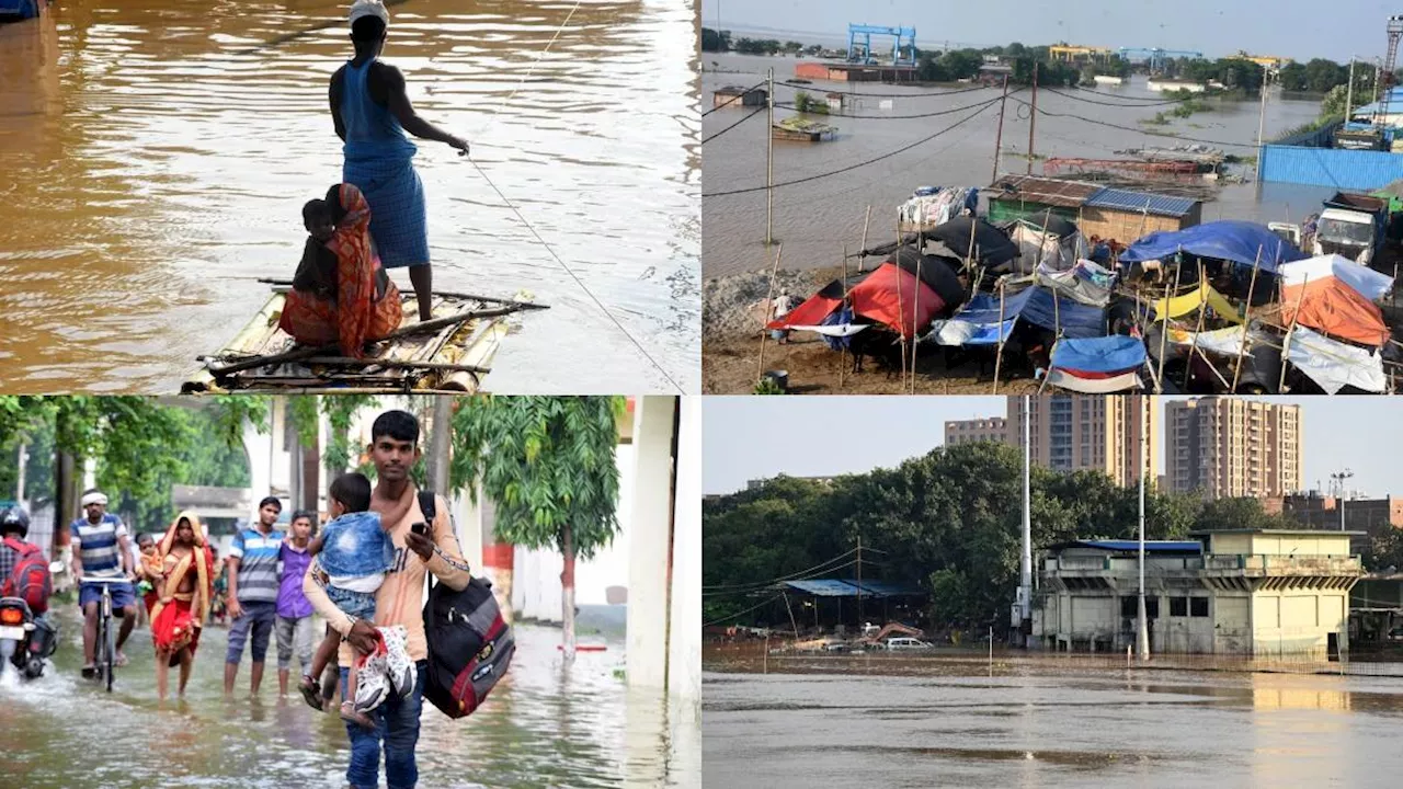 Bihar Flood Photos: भागलपुर और मुंगेर में घुसा बाढ़ का पानी, सारण में 3 जगहों पर टूटा बांध; डूबने से 5 की मौत