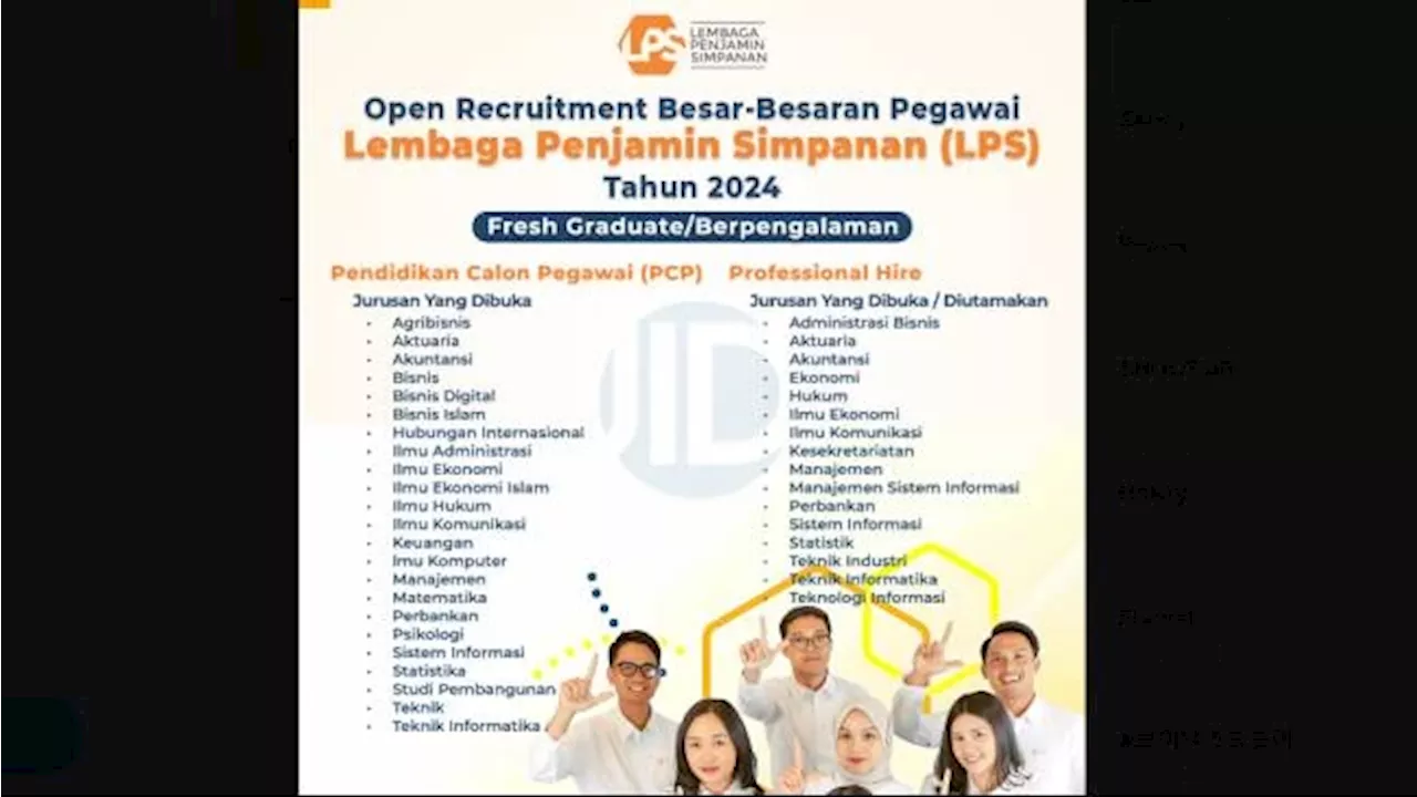 Open Recruitment Besar-besaran Lembaga Penjamin Simpanan, untuk S1 dan Berpengalaman