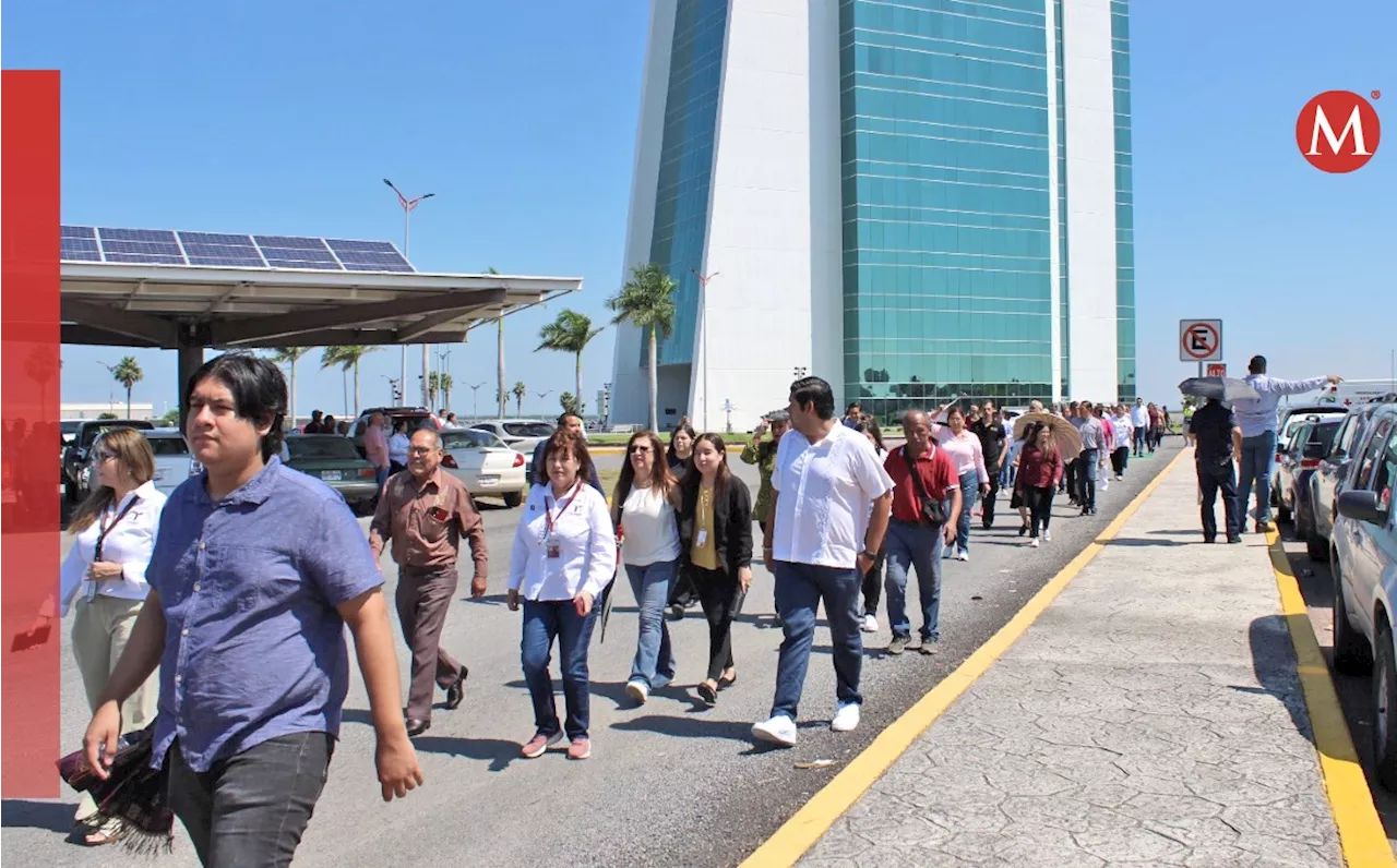 Evacuan 2173 personas en Simulacro Nacional 2024 de Torre Bicentenario en ciudad Victoria