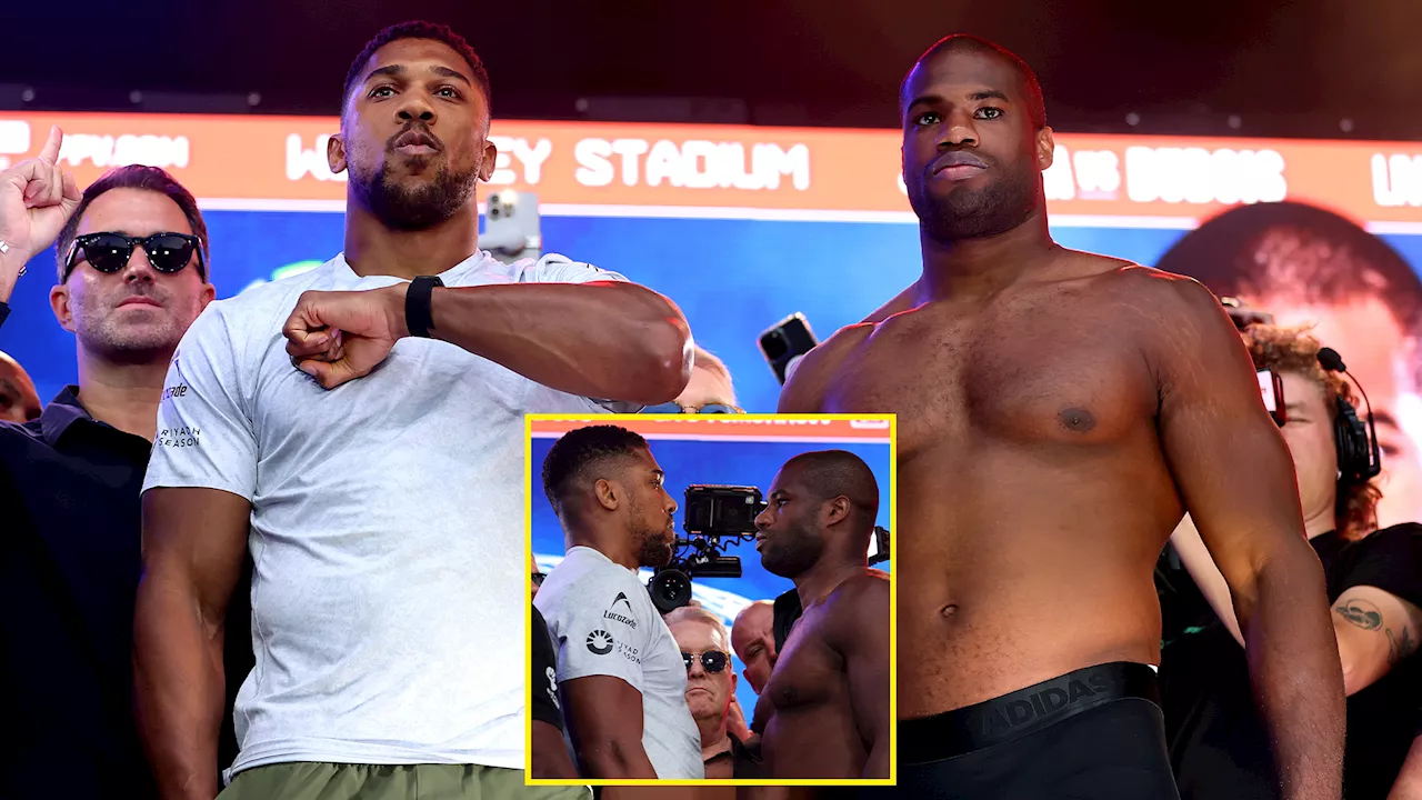 Anthony Joshua and Daniel Dubois show off ripped physiques as pair weigh just 4lbs apart ahead of fight...