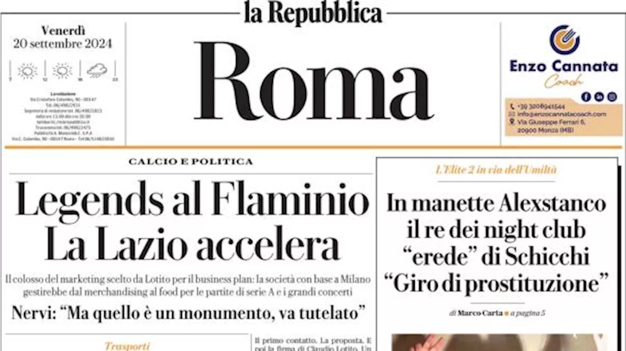 L'apertura di Repubblica (ed. Roma): 'Le Fée incanta Juric, spunta Abdulhamid'