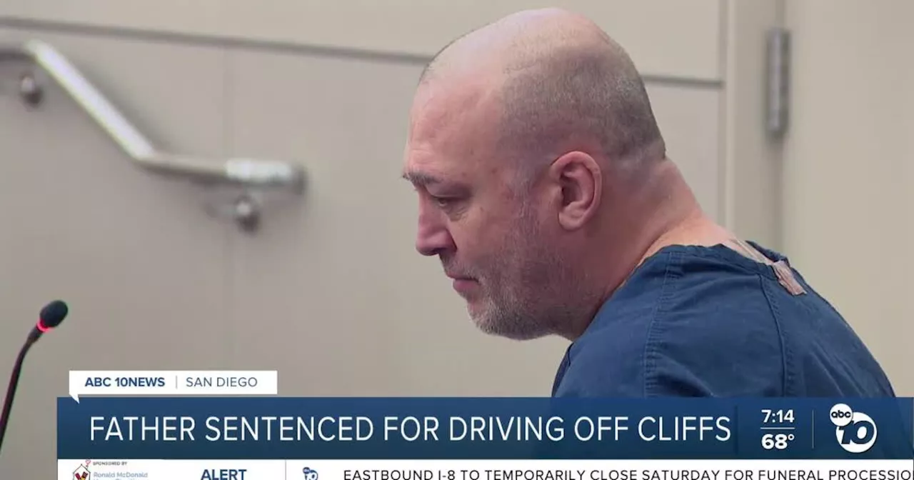 Man sentenced to 31 years for driving off cliff with kids inside car