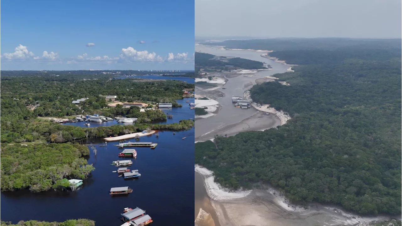 Antes e depois: veja impacto da seca no Rio Negro