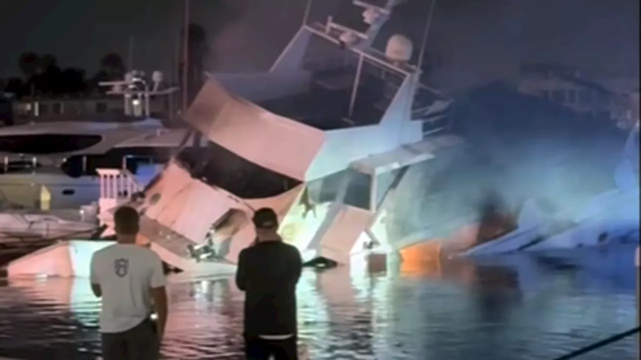 Luxury Yacht Sinks After Fiery Explosion in California Marina