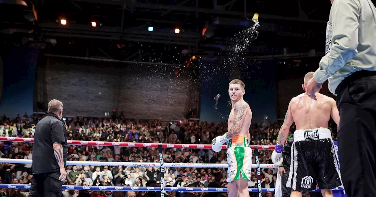 Callum Walsh and 3Arena ring soaked in beer after Przemyslaw Runowski knockout