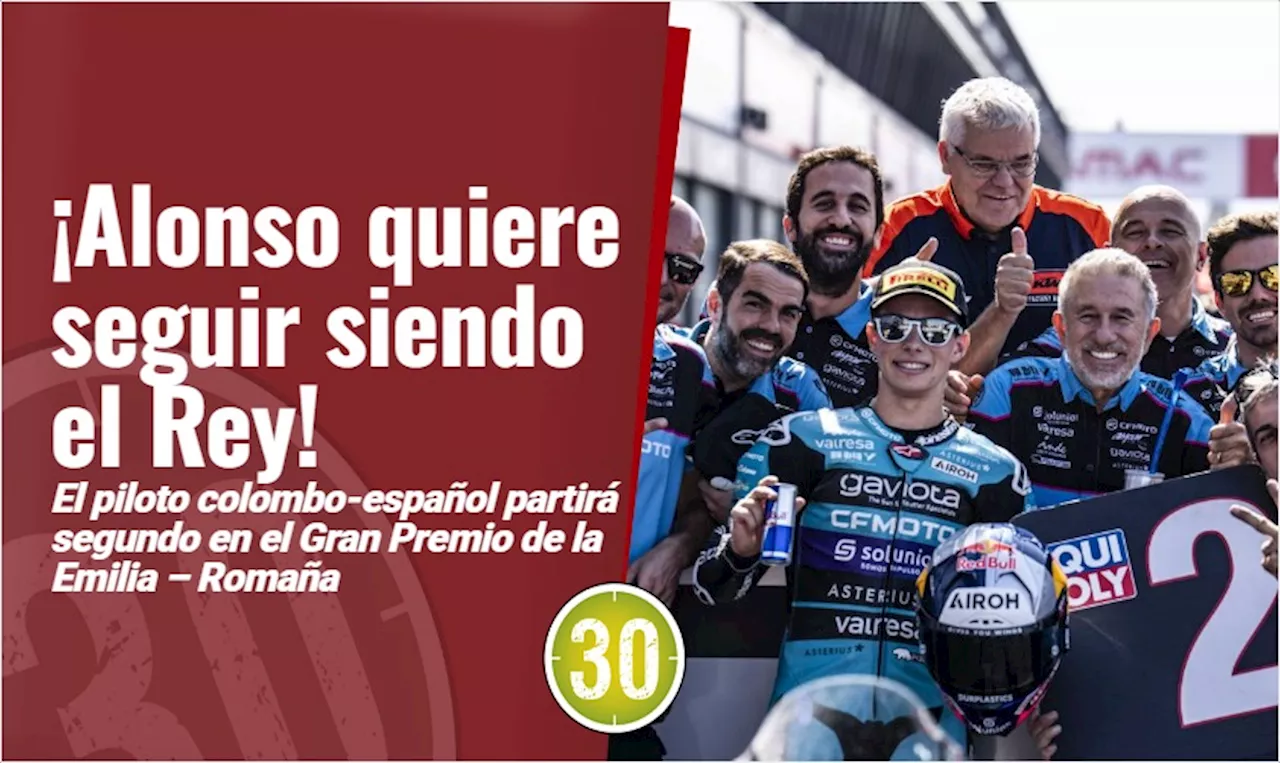 ¡Todos con Alonso! El piloto colombiano de Moto3 partirá segundo en el Gran Premio de la Emilia