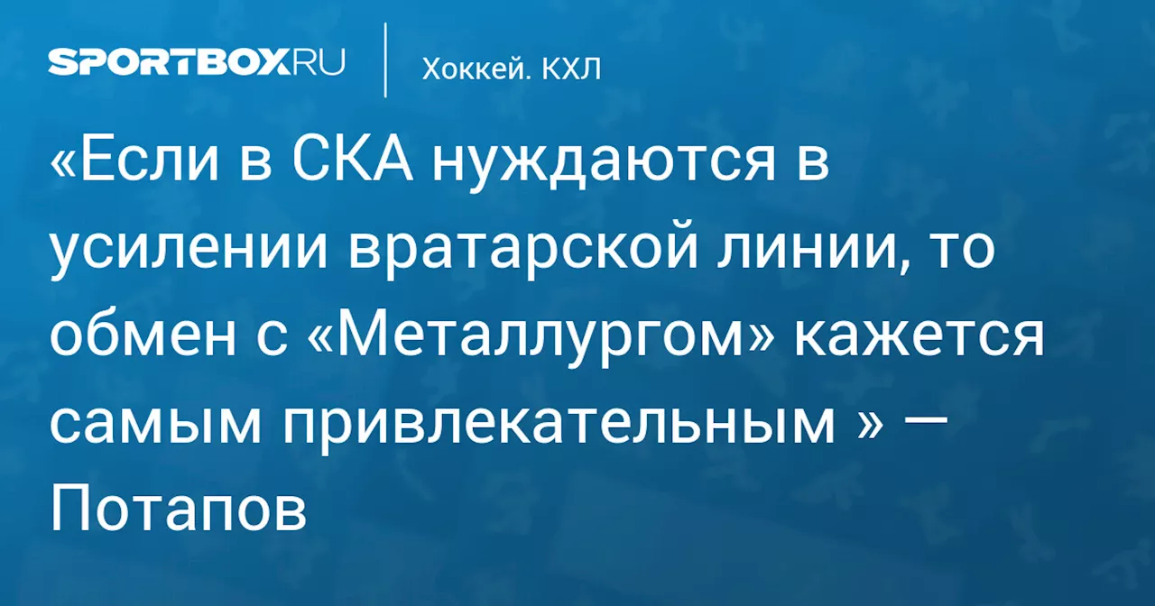 «Если в СКА нуждаются в усилении вратарской линии, то обмен с «Металлургом» кажется самым привлекательным » — Потапов