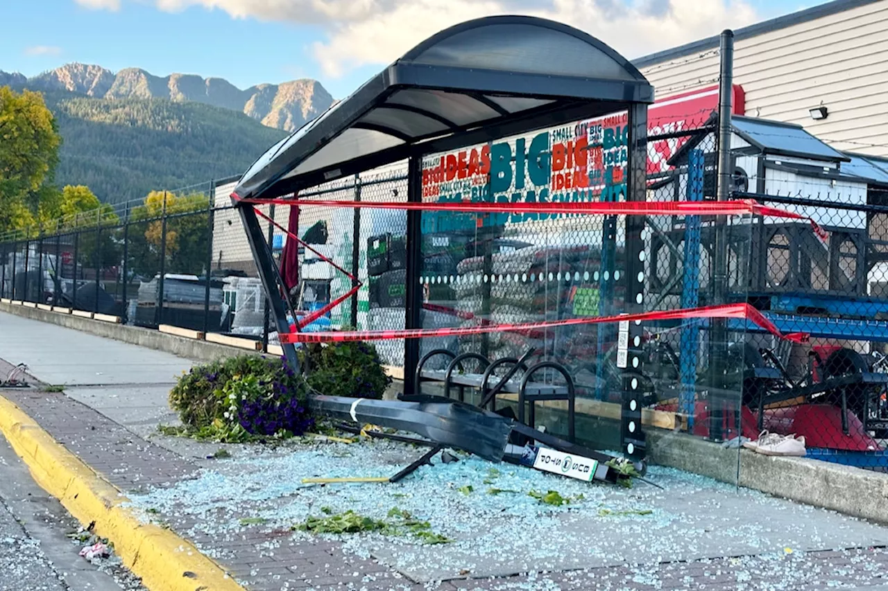 Five people injured when vehicle collides with Okanagan bus shelter