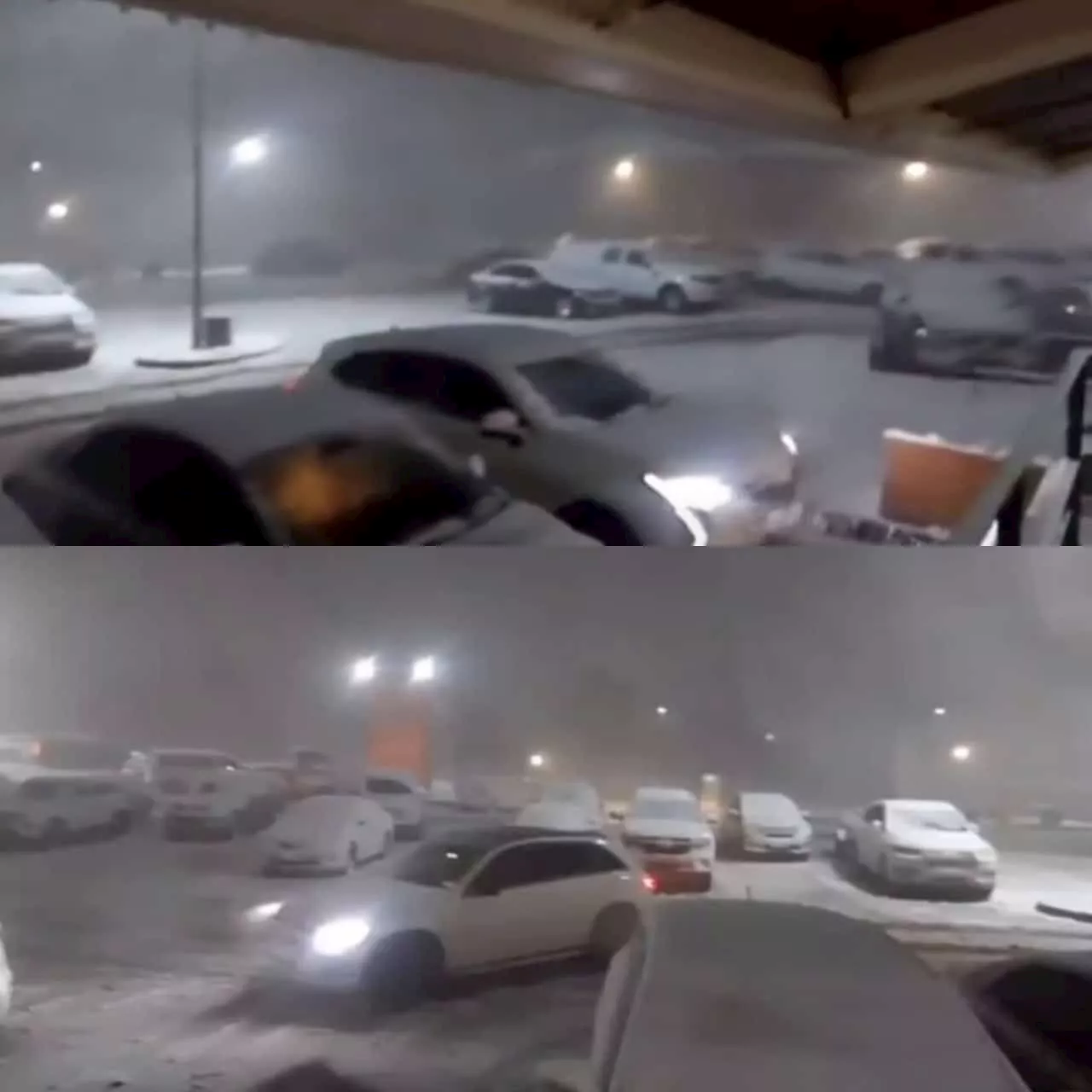 WATCH: KZN motorists seek cover during heavy snowfall