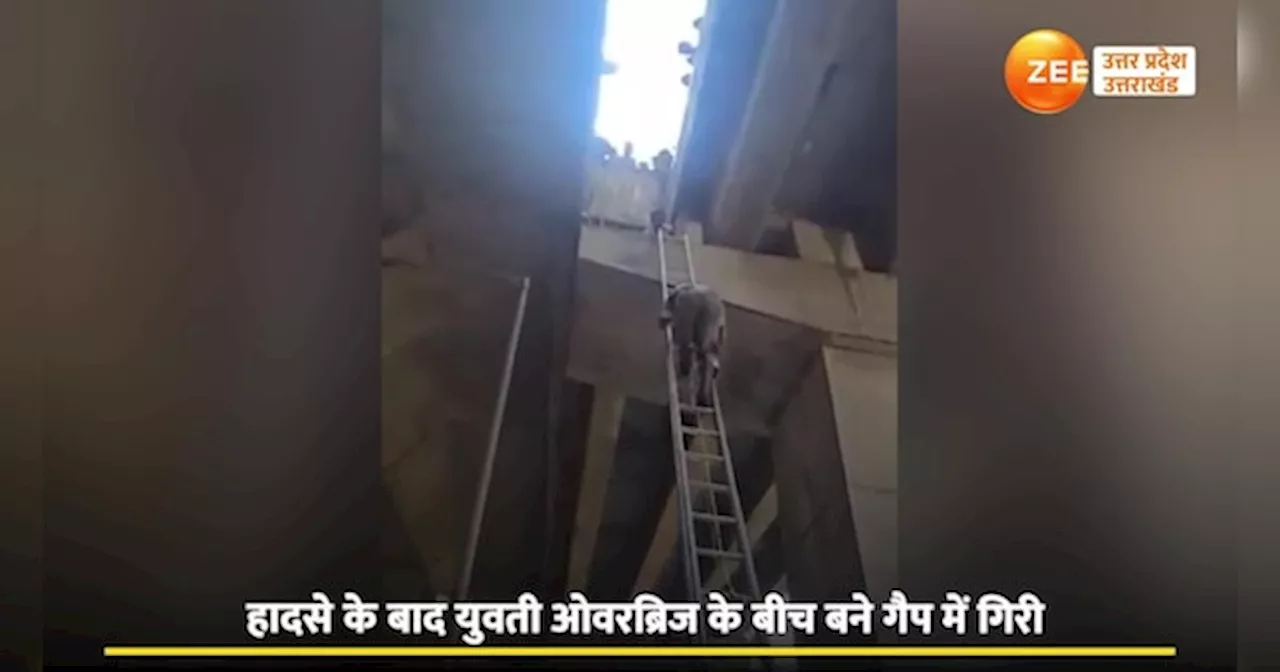 Video: पुल से गिरे, पिलर पर अटके नोएडा में सड़क हादसे में युवती ने मौत को दी मात, देखे वीडियो