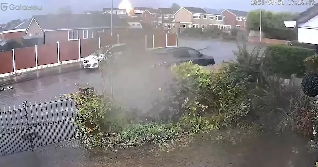 Horrifying moment lightning strikes home causing 'huge explosion'