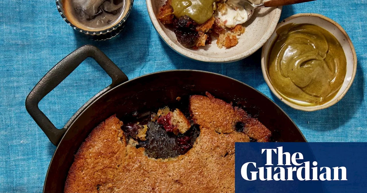 Meera Sodha’s vegan recipe for very easy cherry cake with pistachio cream