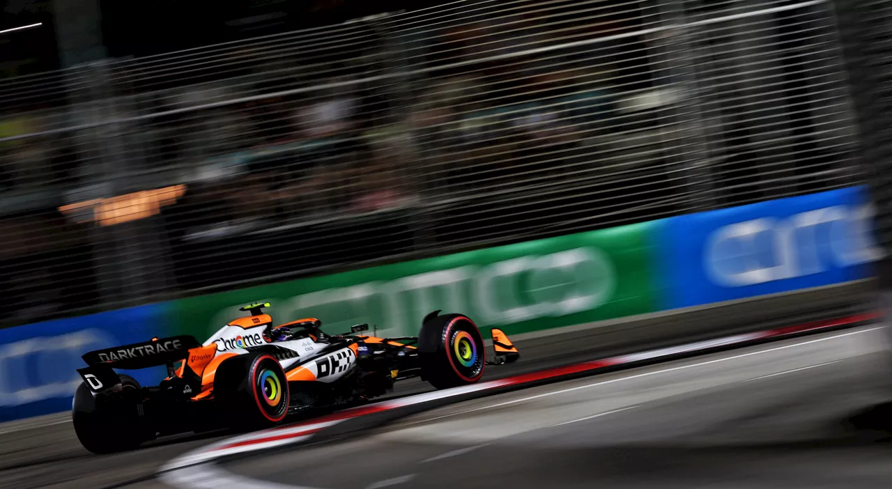 GP Singapore, diretta: Norris imprendibile per Verstappen, Leclerc settimo segue Alonso, Sainz recupera dopo i