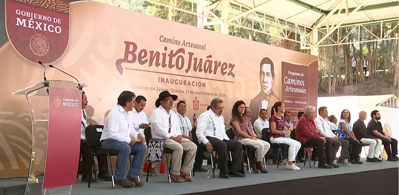 Inauguran AMLO y Sheinbaum Camino de Benito Juárez en Oaxaca