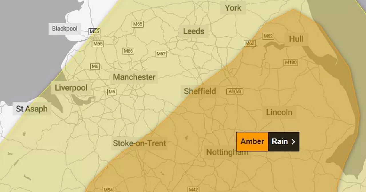 Amber weather warning for rain issued for Yorkshire