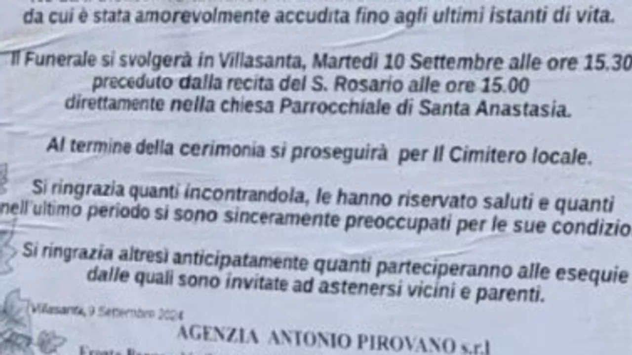 Manifesto Funebre: 'Non Fiori, Ma Opere di Bene', Esclusione Parenti e Vicini