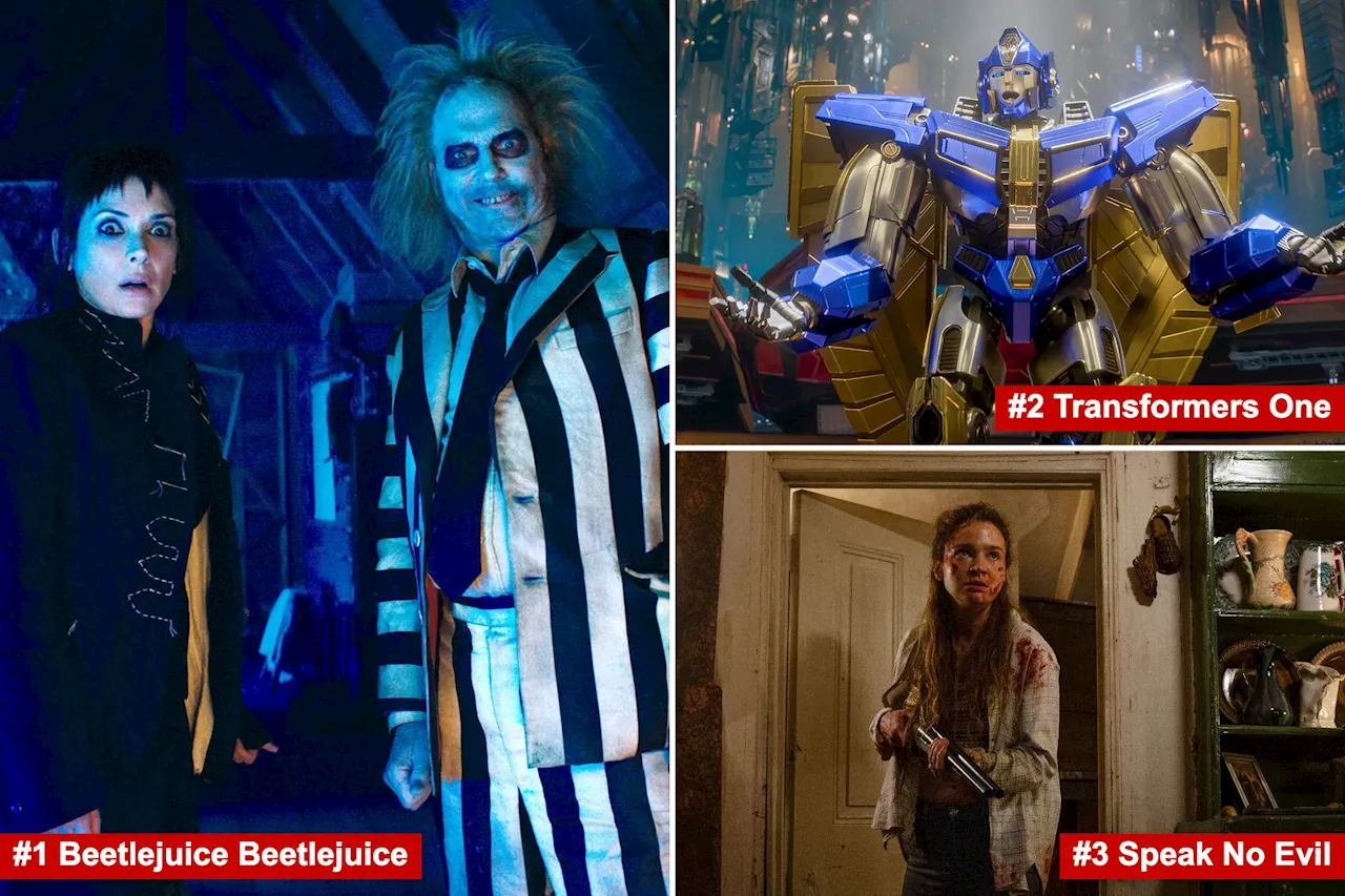 'Beetlejuice Beetlejuice' scores a three-peat atop the weekend box office, holds off 'Transformers: One'