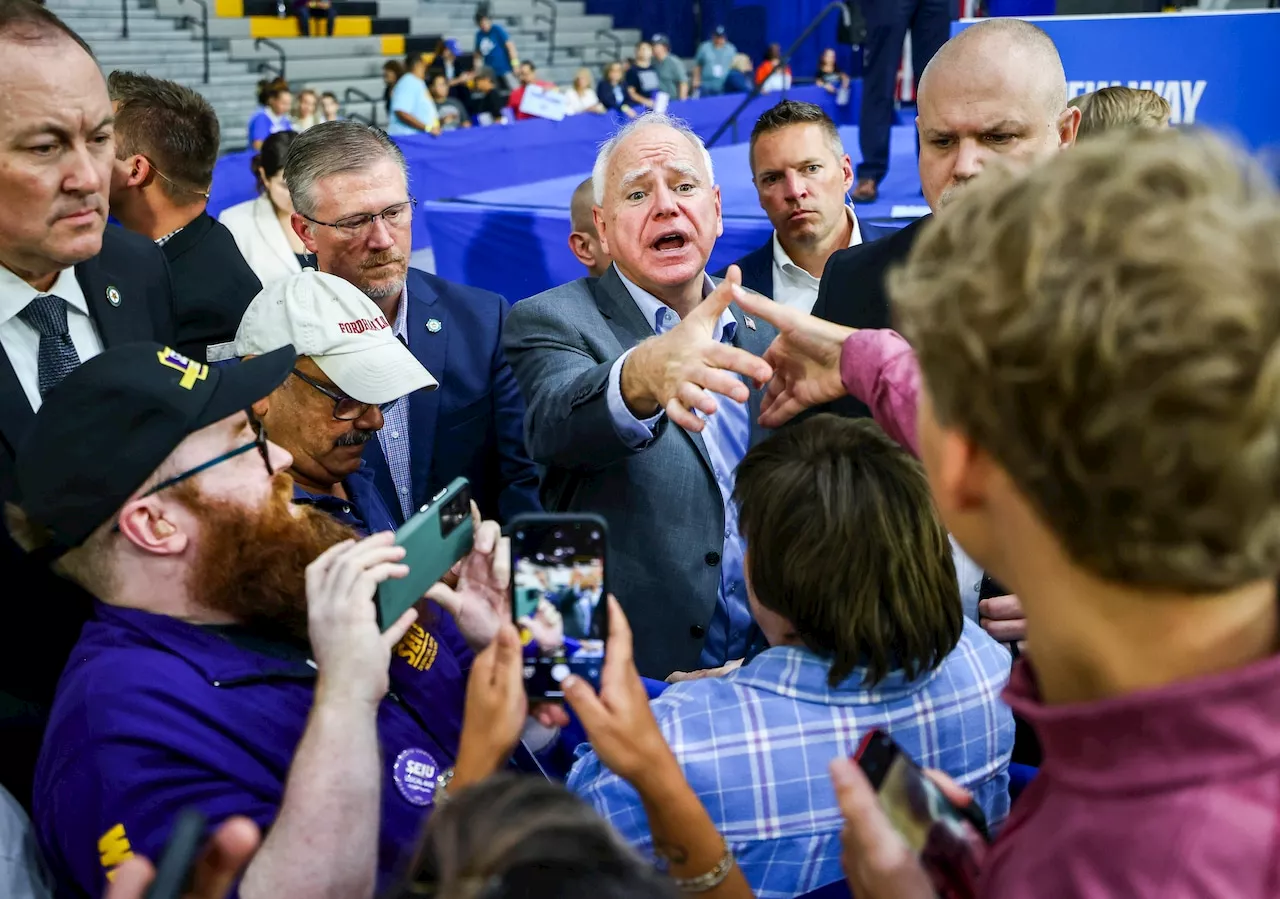 VP hopeful Tim Walz rallies at Pa. high school in 1st Lehigh Valley visit as nominee