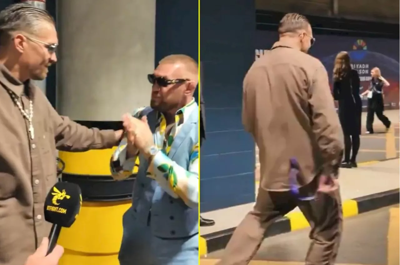 Conor McGregor in hysterics as Oleksandr Usyk does hilarious impression of him in meeting at Anthony...