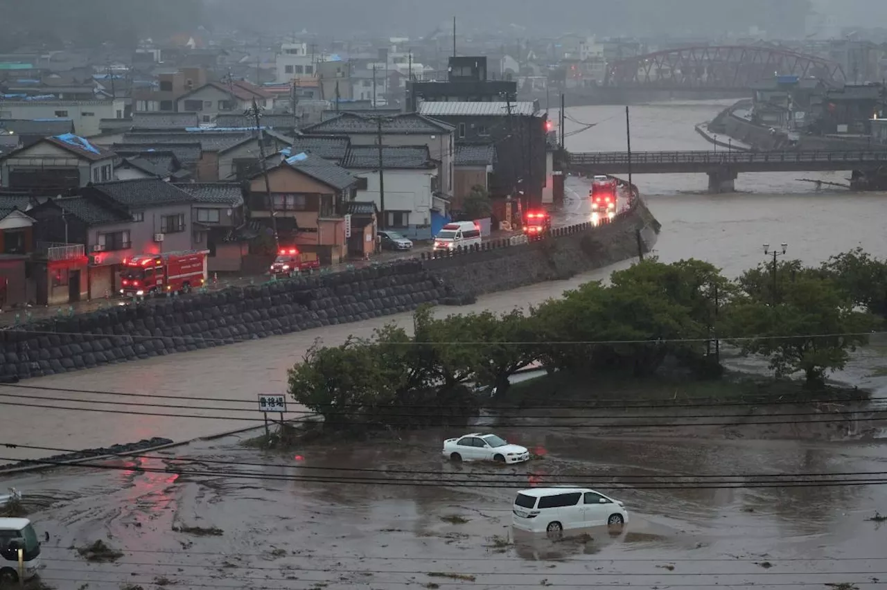 Floods, landslides hit central Japan months after major quake