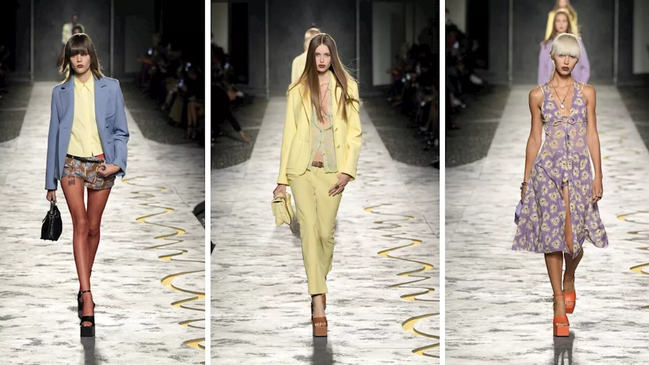 Cómo llevar sandalias de plataforma cuadrada según el desfile de Versace Primavera-Verano 2025