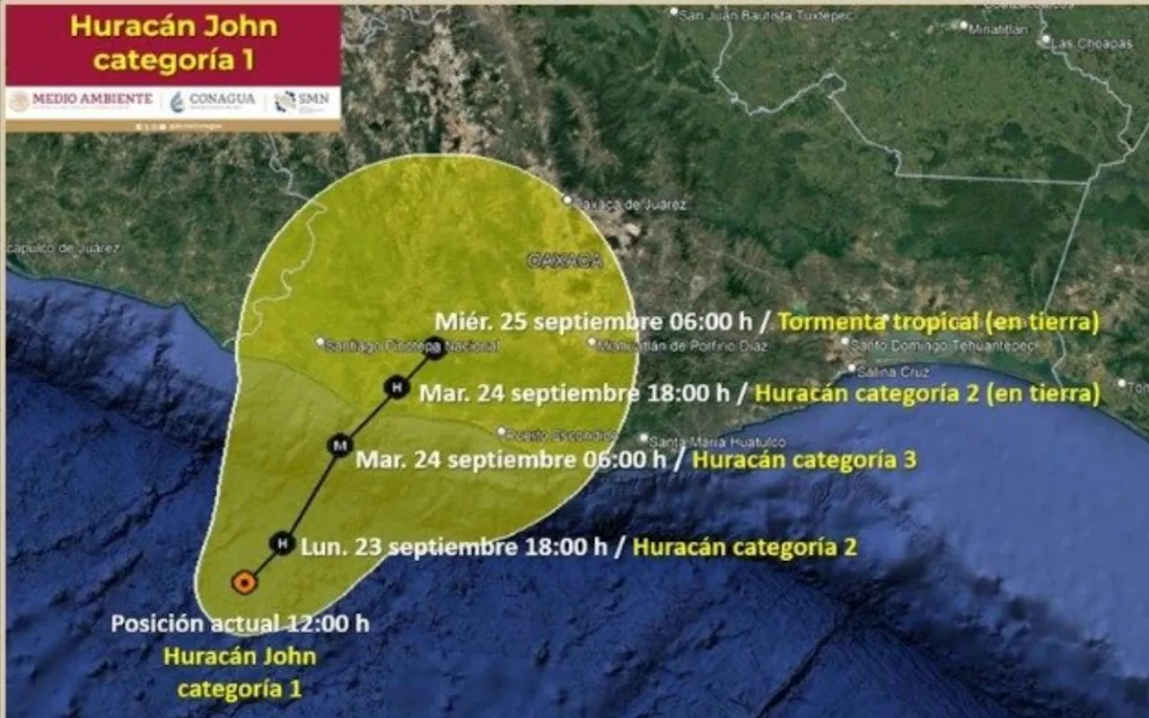 Tormenta tropical ‘John’ se intensifica a huracán; podría llegar a categoría 3 al tocar tierra