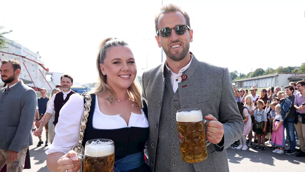 Harry Kane leads Bayern Munich's Oktoberfest celebrations as the England captain enjoys a beer with...