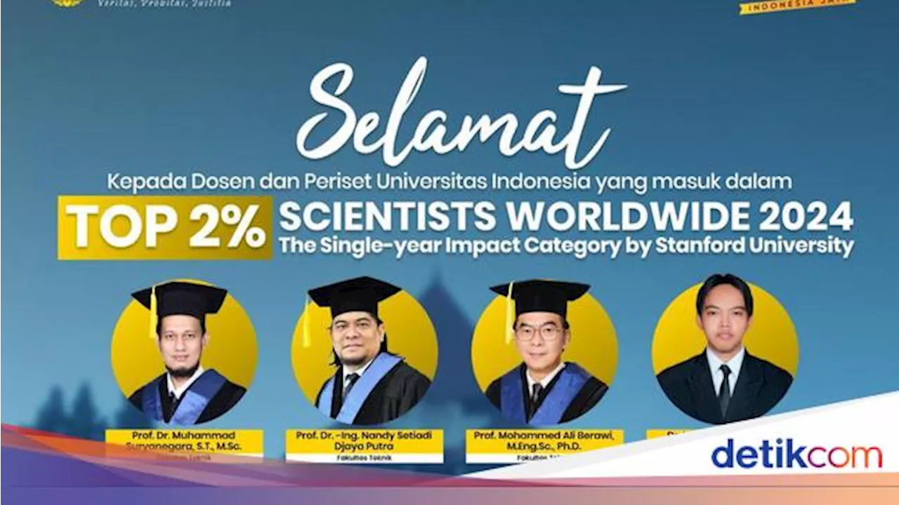 13 Peneliti UI Masuk Daftar 2% Ilmuwan Teratas Dunia 2024 versi Stanford University