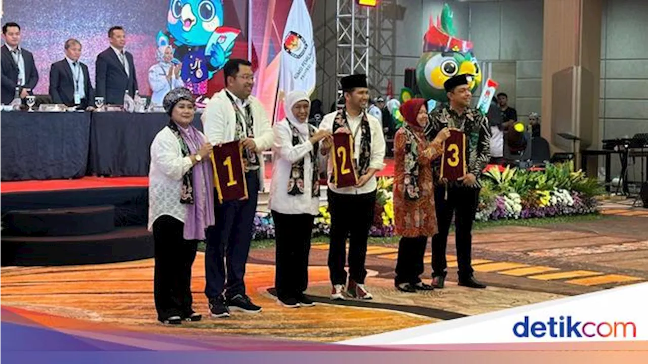 Nomor Urut Pilgub Jatim 2024: LUMAN 1, Khofifah-Emil 2, Risma-Gus Hans 3