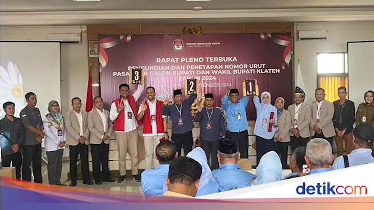 Nomor Urut Pilkada Klaten: Yoga-Sova 1, Herry-Wahyu 2, Hamenang-Benny 3