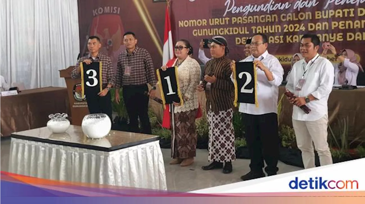 Resmi! Ini Nomor Urut 3 Paslon di Pilkada Gunungkidul 2024