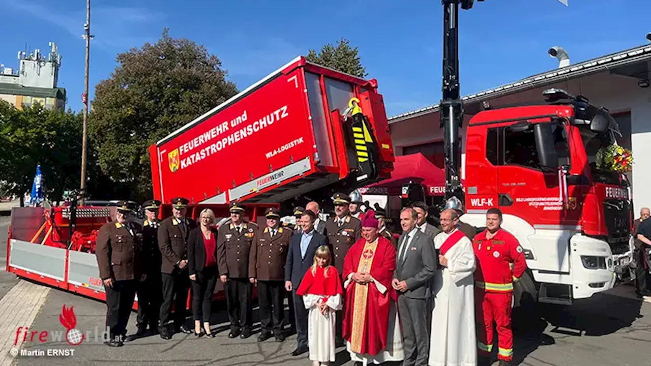 Bgld: Feuerwehr Jennersdorf segnet ihr neues Wechselladerfahrzeug mit Kran