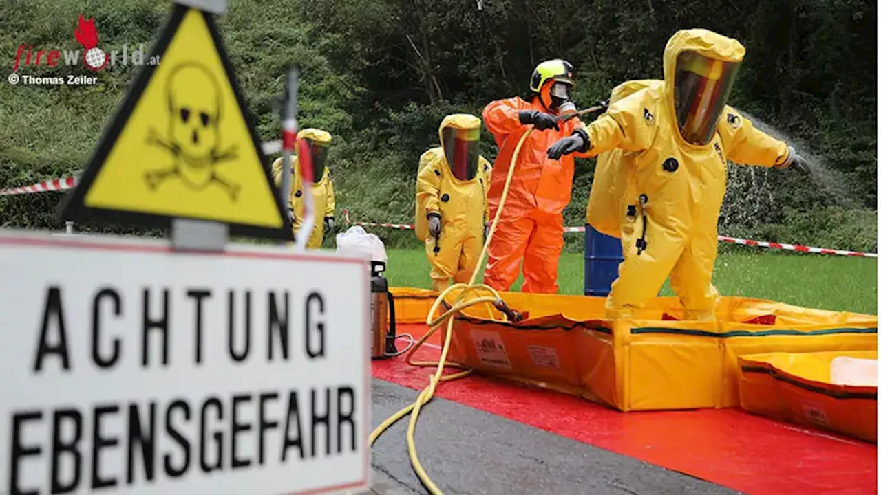 Stmk: Gefahrgut-Einsatzübung im Altstoffsammelzentrum Spielberg