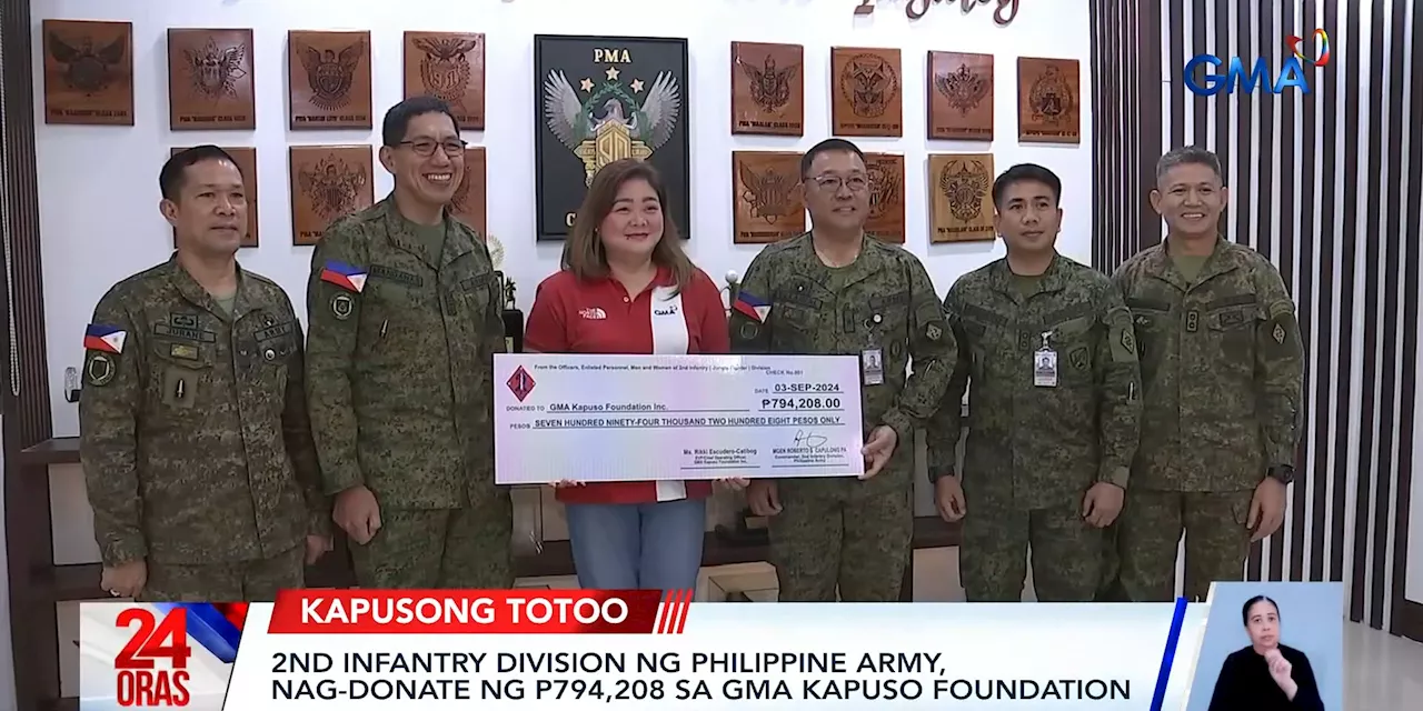 PH Army's 2ID donates nearly P800K to GMA Kapuso Foundation for Enteng victims