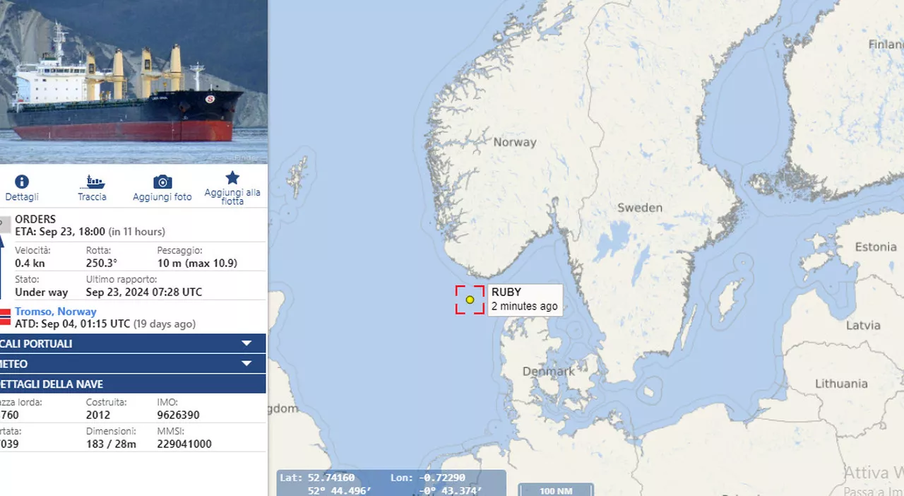 Guerra, nave russa Ruby carica di eplosivi arenata in Norvegia: cosa succede e dove si trova